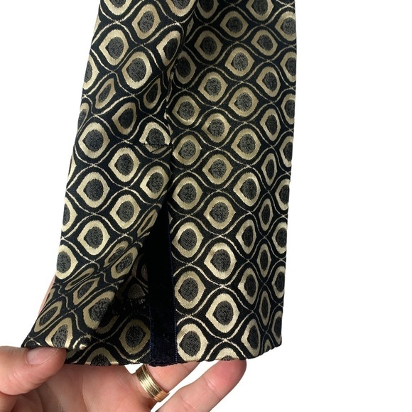 - NWT Anthro Gold & Black Metallic Print Larkin Jacquard Tapered Trouser Pants - Picture 10 of 13